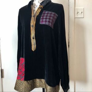 Vintage Max & Mabel patchwork velvet tunic sz M